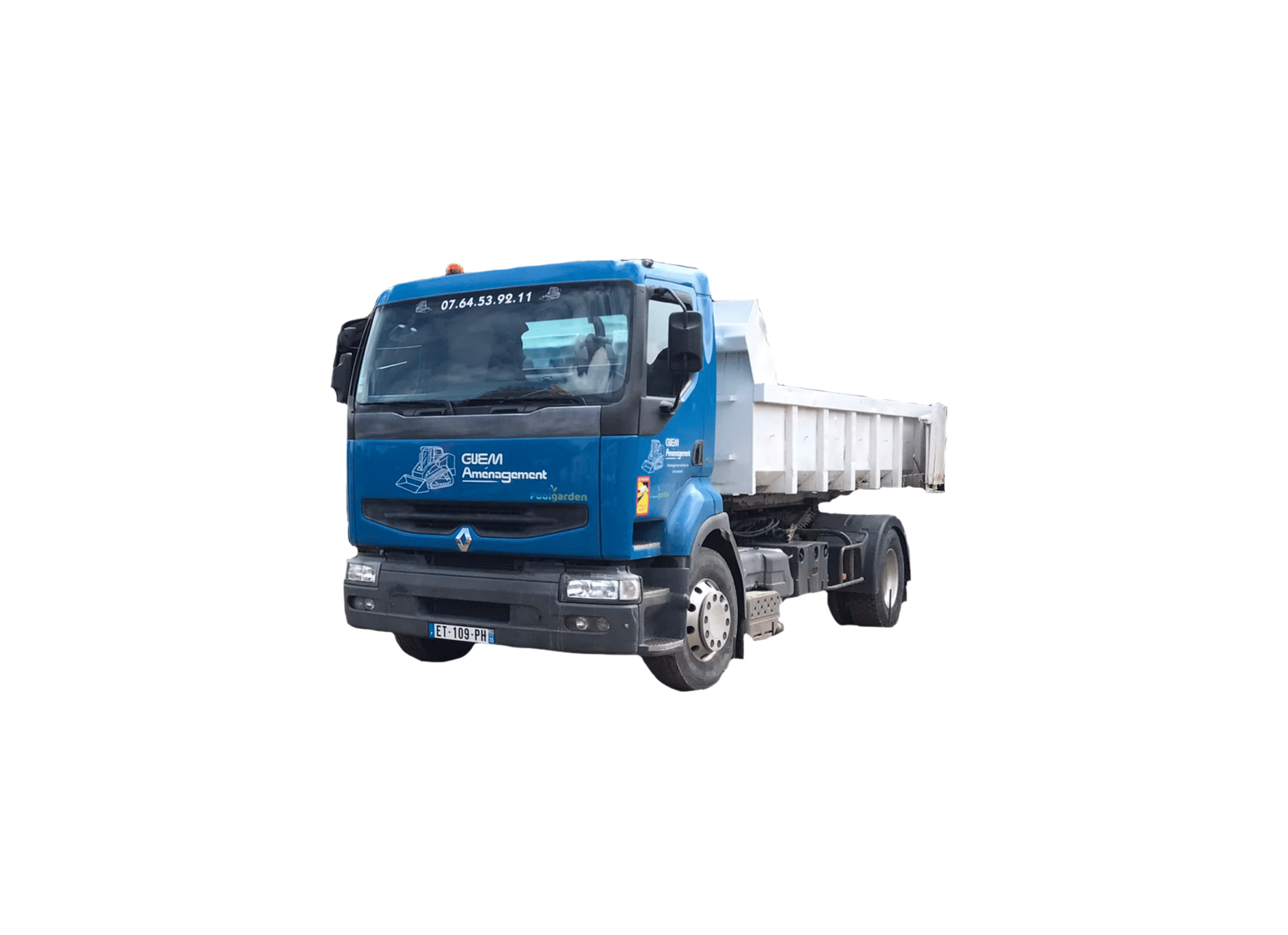 cammion camion entouré de blanc comme un sticker